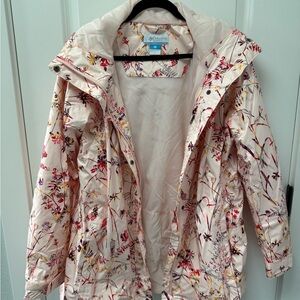 Columbia Women's Floral Rain Jacket - Cream and Red